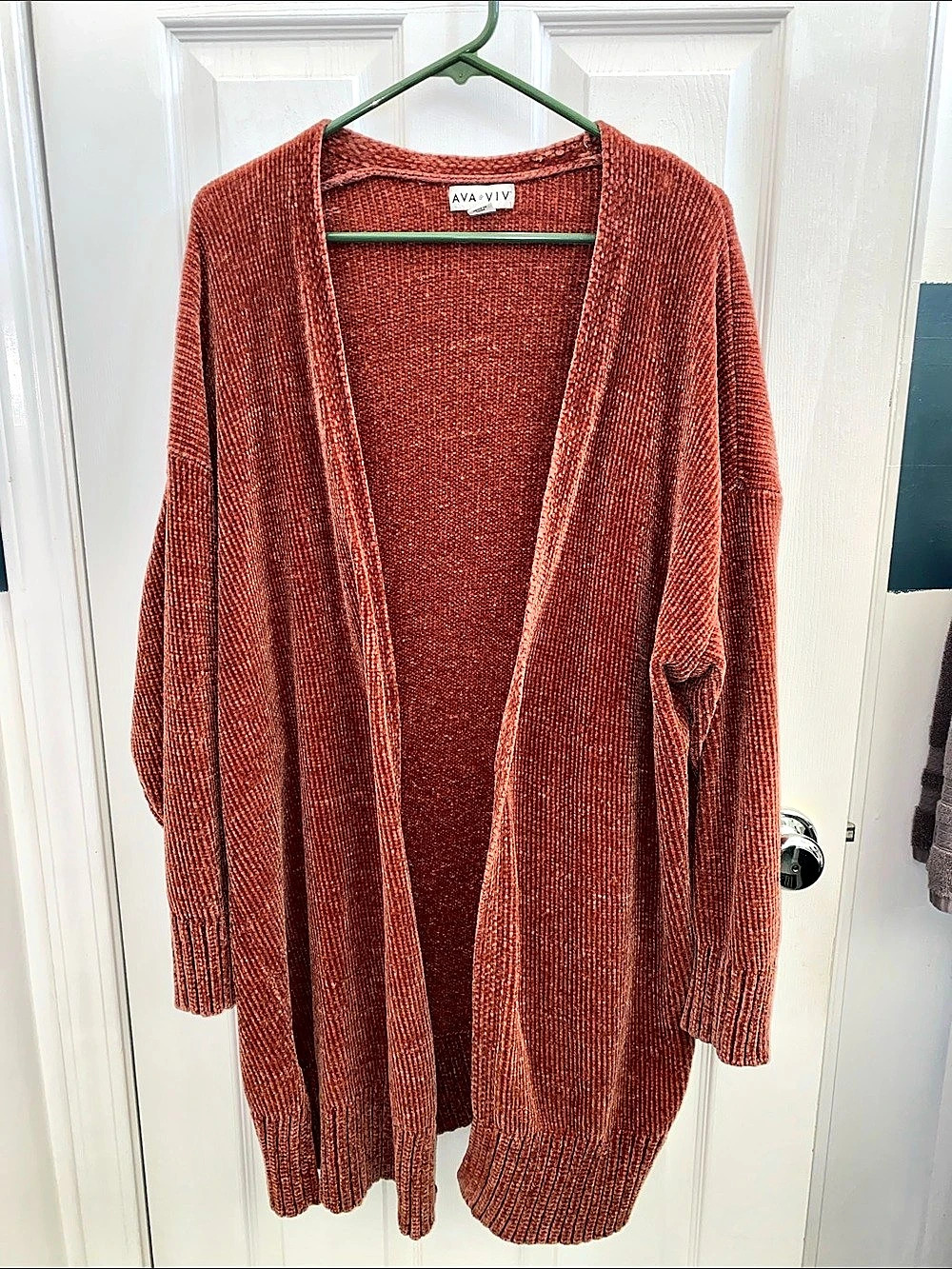 AVA & VIV Open Front Cardigan Brown Size 2X
